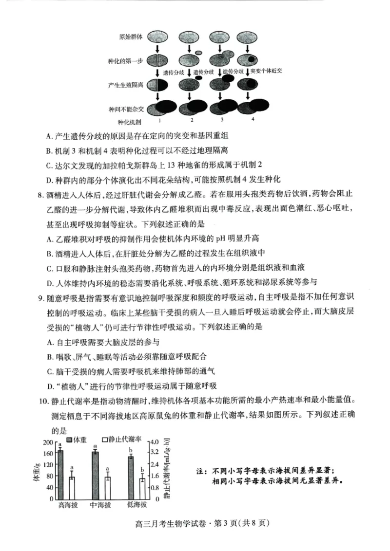 甘肃省2025年高三（3月）考试卷生物_2025年3月_250314甘肃省2025年高三（3月）考试卷（甘肃一诊）（全科）_甘肃省2025年高三（3月）考试卷生物