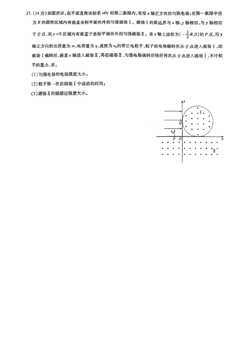 山东名校联盟2025届高三下学期开学考试物理试题_2025年2月_250207山东省&ldquo;天一大联考&middot;齐鲁名校教研共同体&ldquo;2024-2025学年（下）高三年级开学质量检测（全科）