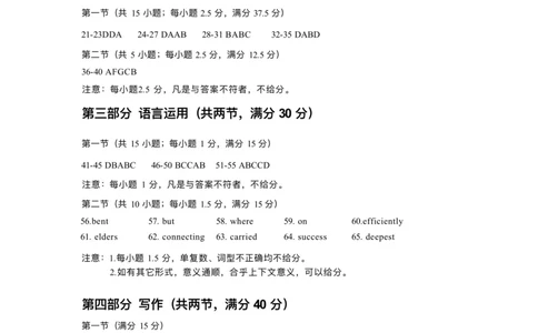 山东名校考试联盟&mdash;&mdash;9月开学考英语参考答案_2025年9月_250907山东省名校考试联盟2025-2026学年高三上学期开学摸底考试（全科）