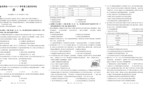 浙江省金色阳光2024-2025学年高三下学期2月适应性考试历史_2025年2月_250223浙江省金色阳光2024-2025学年高三下学期2月适应性考试（全科）
