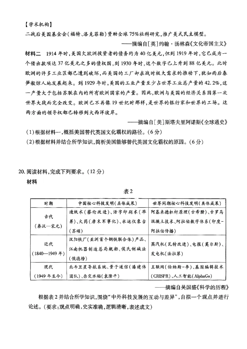 江西省上进联考2025届高三年级5月联合测评历史_2025年5月_250511江西省稳派上进联考2025届高三年级5月联合测评（全科）
