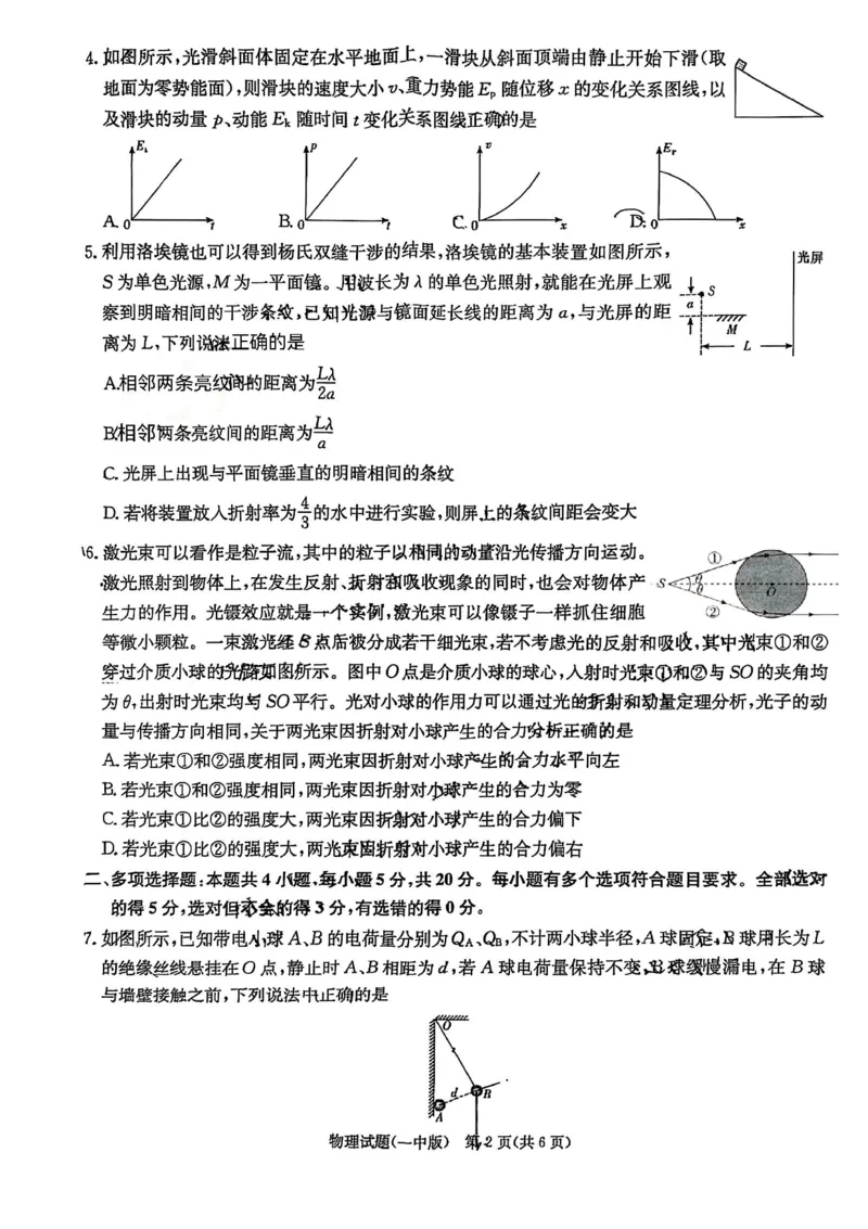 湖南省长沙市第一中学2024-2025学年高三上学期月考（五）物理试卷+答案_2025年1月_250126湖南省长沙市第一中学2024-2025学年高三上学期月考（五）