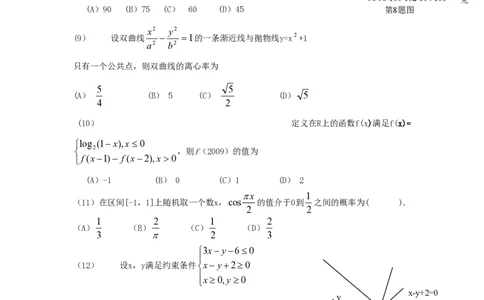 2009年高考数学试卷（理）（山东）（空白卷）_数学历年高考真题_新&middot;PDF版2008-2025&middot;高考数学真题_数学（按省份分类）2008-2025_2008-2025&middot;（山东）数学高考真题