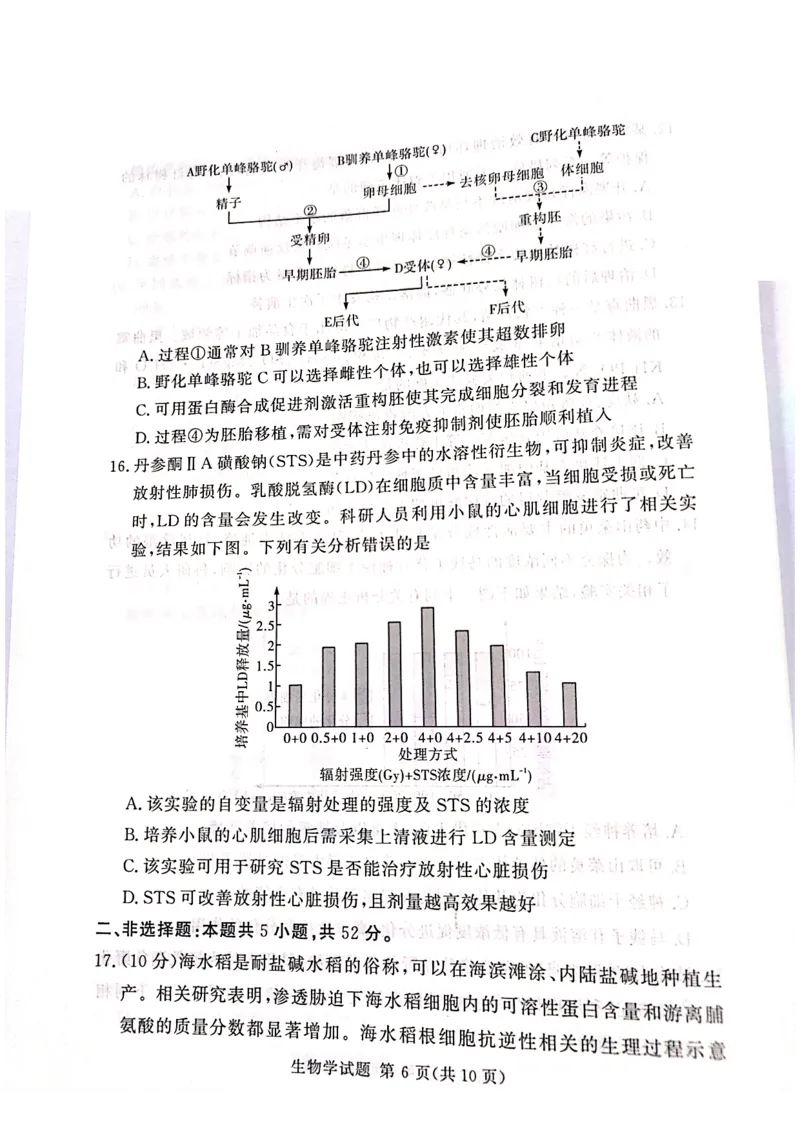 生物_2025年4月_2504292025届湘豫名校联考高三下学期第三次模拟考试_2025届湘豫名校高三三模生物试卷