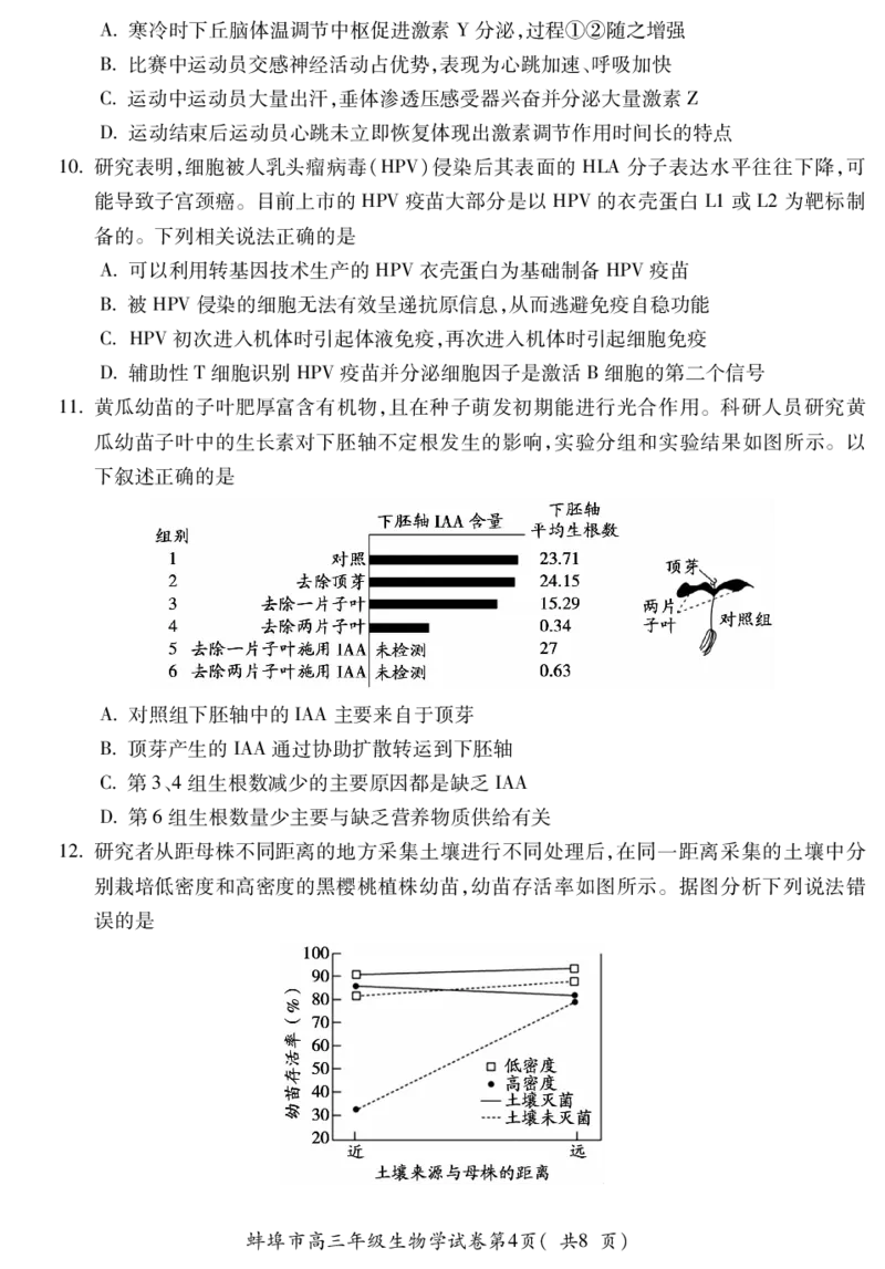 生物安徽省蚌埠市2025-2026学年高三上学期调研性监测_2025年8月_250830安徽省蚌埠市2025-2026学年高三上学期调研性监测（全科）