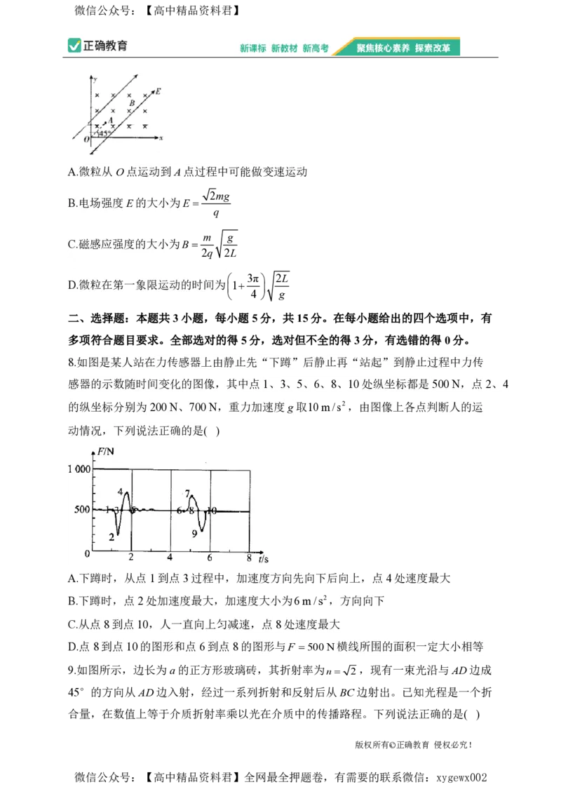 2024届明日之星高考物理精英模拟卷甘肃版_2024高考押题卷_72024正确教育全系列_2024明日之星全系列_（新高考）2024《明日之星&middot;高考精英模拟卷》（九科全）各一套
