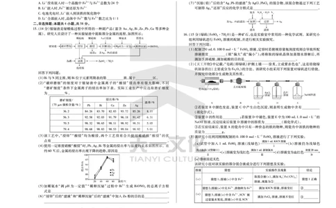 皖豫名校联盟2024-2025学年高三4月份检测化学_2025年4月_250423安徽省天一大联考皖豫名校联盟2024-2025学年高三4月份检测（全科）_皖豫名校联盟2024-2025学年高三4月份检测化学