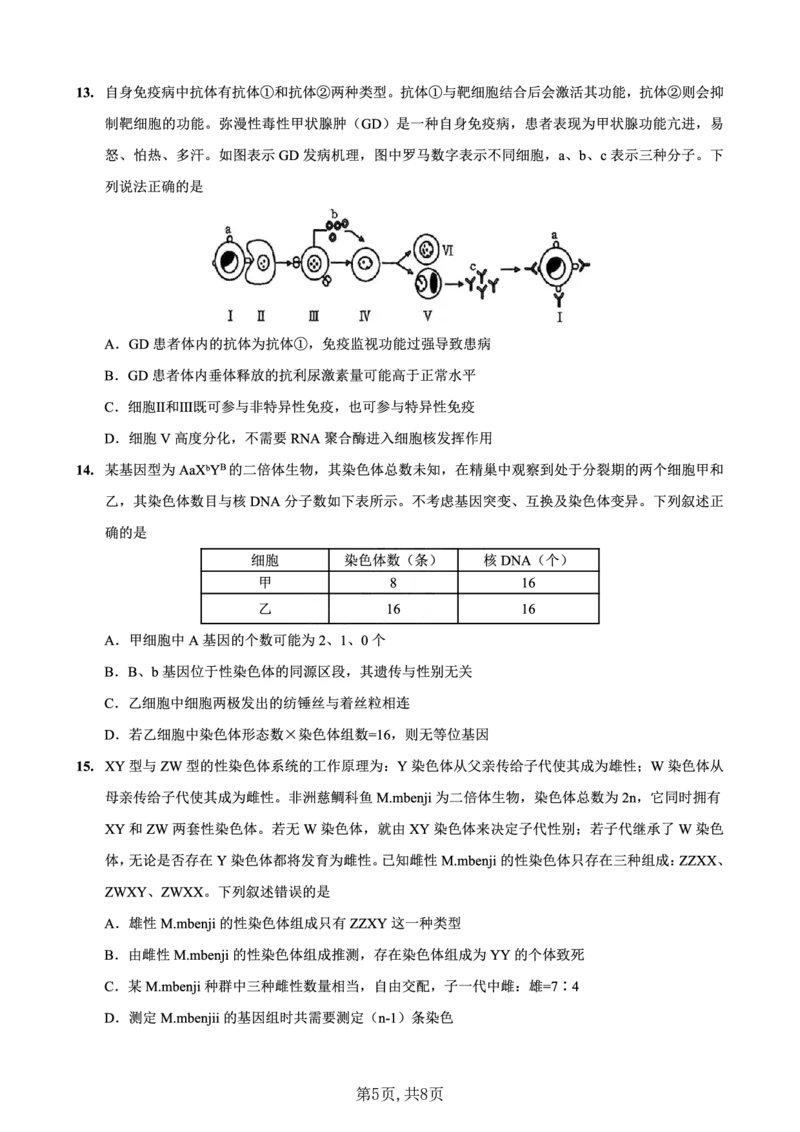 重庆市第一中学校2025届高三下学期2月开学考试生物_2025年2月_250223重庆市第一中学校2025届高三下学期2月开学考试（全科）_重庆市第一中学校2025届高三下学期2月开学考试生物