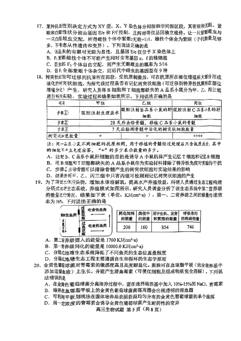 山东省菏泽市2025年高三二模考试生物_2025年5月_250511山东省菏泽市2025年高三二模考试（菏泽二模）（全科）
