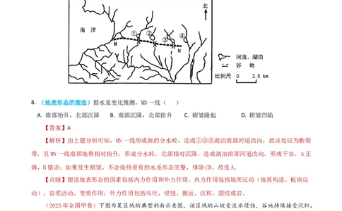 专题05地表形态的塑造-学易金卷：2023年高考真题和模拟题地理分项汇编（解析卷）_近10年高考真题汇编（必刷）_十年（2014-2024）高考地理真题分项汇编（全国通用）