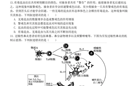 河南省实验中学2024-2025学年高三下学期第四次模拟考试生物_2025年5月_250527河南省实验中学2024-2025学年高三下学期第四次模拟考试（全科）