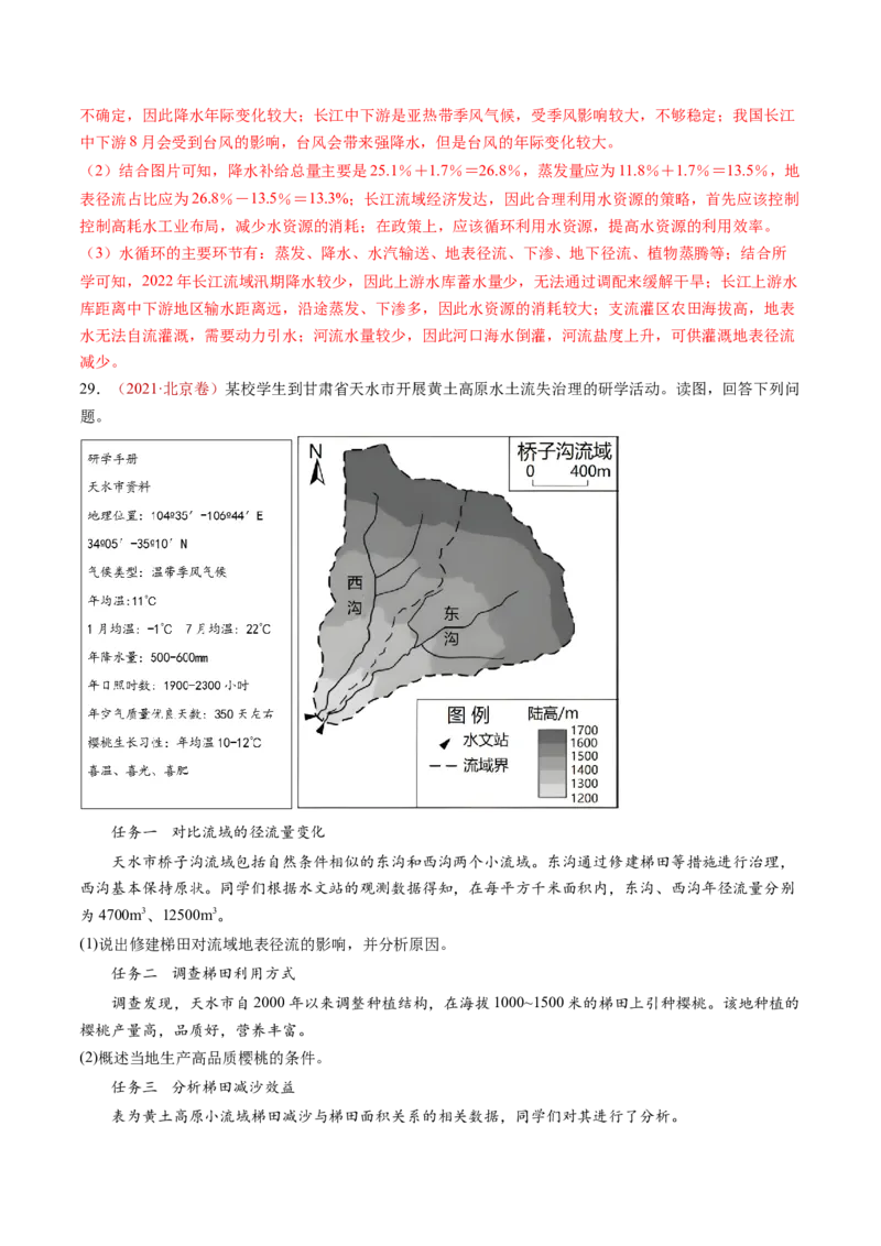 专题05地球上的水-十年（2014-2023）高考地理真题分项汇编（解析卷）_近10年高考真题汇编（必刷）_十年（2014-2024）高考地理真题分项汇编（全国通用）