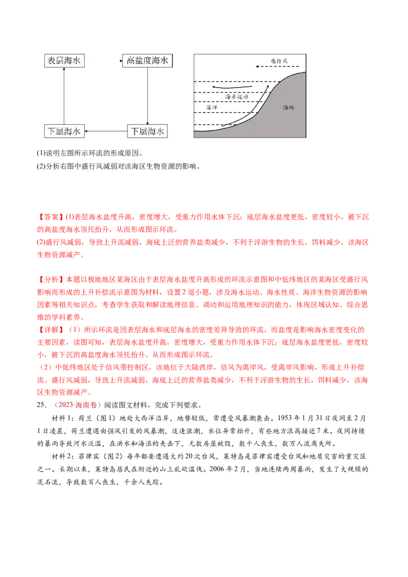 专题05地球上的水-十年（2014-2023）高考地理真题分项汇编（解析卷）_近10年高考真题汇编（必刷）_十年（2014-2024）高考地理真题分项汇编（全国通用）