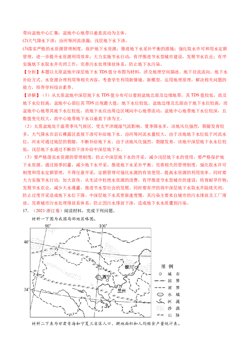 专题05地球上的水-十年（2014-2023）高考地理真题分项汇编（解析卷）_近10年高考真题汇编（必刷）_十年（2014-2024）高考地理真题分项汇编（全国通用）