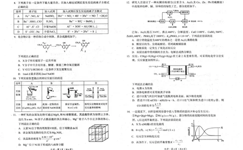 四川省巴中市普通高中2023级&ldquo;零诊&rdquo;考试化学_2025年9月_250919四川省巴中市普通高中2023级&ldquo;零诊&rdquo;考试（巴中零诊）（全科）_四川省巴中市普通高中2023级&ldquo;零诊&rdquo;考试化学