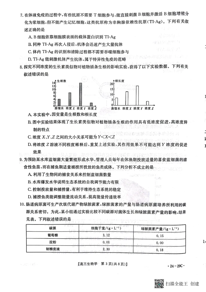 广西普通高中2024届高三年级跨市联合适应性训练检测卷生物(1)_2023年10月_0210月合集_2024届广西普通高中高三年级跨市联合适应性训练检测卷