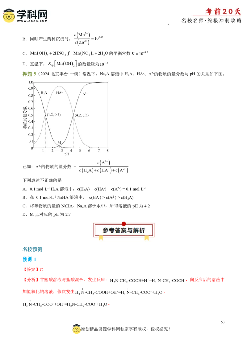 化学（二）-2024年高考考前20天终极冲刺攻略_2024高考押题卷_62024学科网全系列_21学科网高考考前终极攻略_化学-2024年高考考前20天终极冲刺攻略