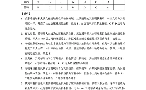 重庆市巴蜀中学2025届高考适应性月考卷（八）历史答案_2025年5月_250504重庆市巴蜀中学2025届高考适应性月考卷（八）（全科）