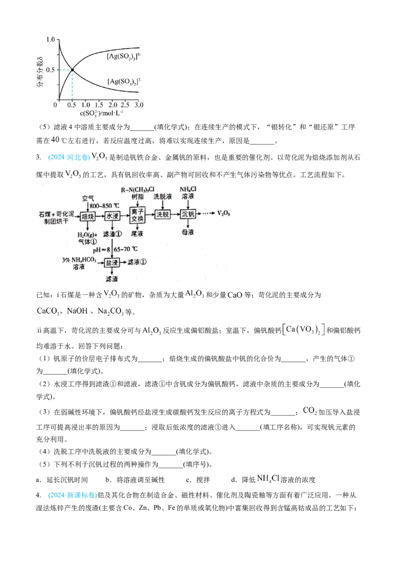 专题12工艺流程综合题-三年（2022-2024）高考化学真题分类汇编（全国通用）（学生卷）_近10年高考真题汇编（必刷）_十年（2014-2024）高考化学真题分项汇编（全国通用）