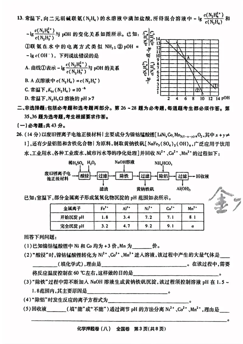 化学试题_2023高考押题卷_2023版天星金考卷最后一卷_全国卷版_最后一卷&middot;化学