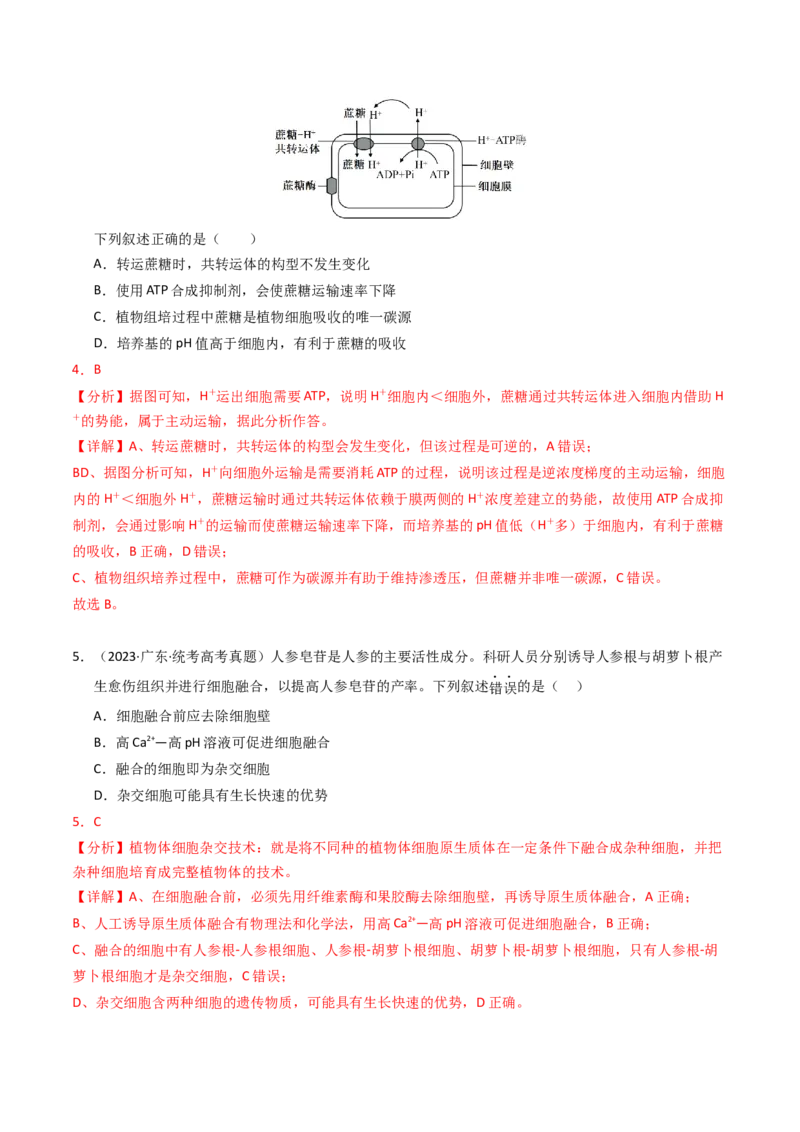 专题19细胞工程与胚胎工程（解析卷）_近10年高考真题汇编（必刷）_十年（2014-2024）高考生物真题分项汇编（全国通用）_2023年高考真题和模拟题生物分项汇编（全国通用）