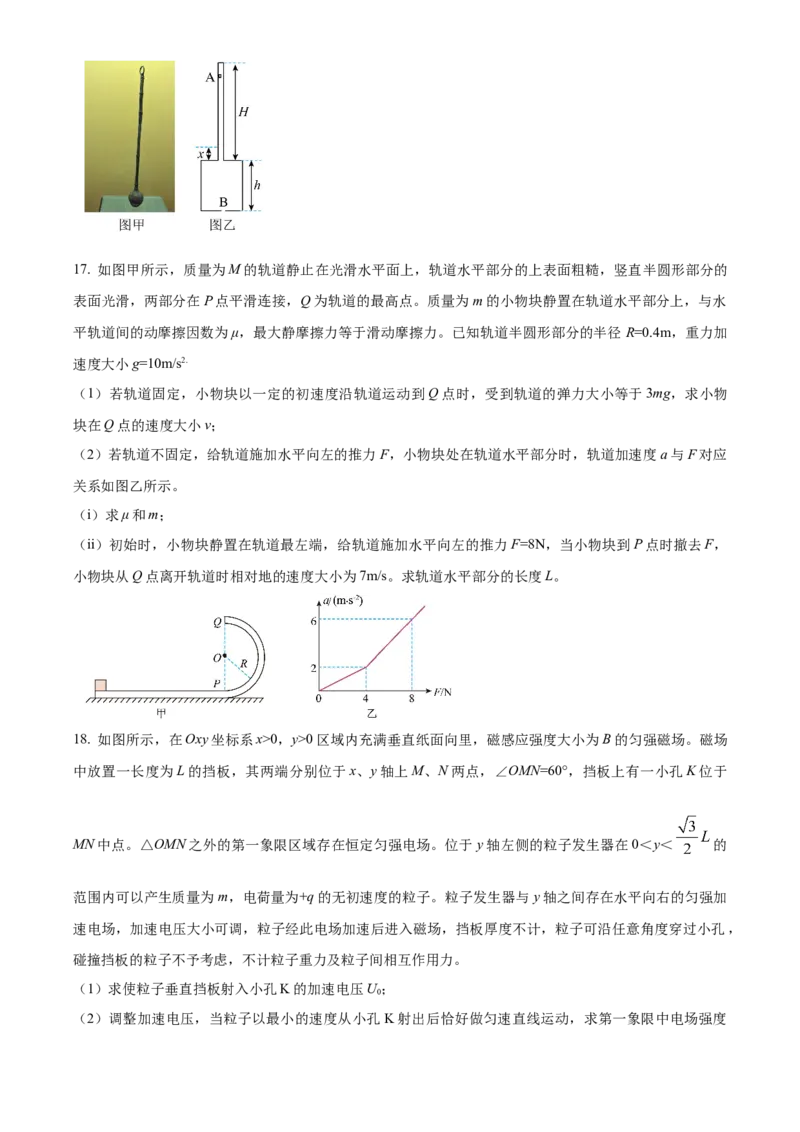 2024年高考山东卷物理真题（原卷版）_高考真题全网收集_物理_2024年新高考山东卷物理高考真题解析（参考版）