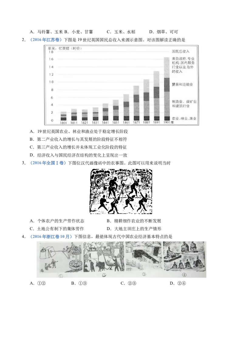 专题20选择性必修二：经济与社会生活（原卷卷）_近10年高考真题汇编（必刷）_十年（2014-2024）高考历史真题分项汇编（全国通用）_十年（2014-2023）高考历史真题分项汇编（全国通用）