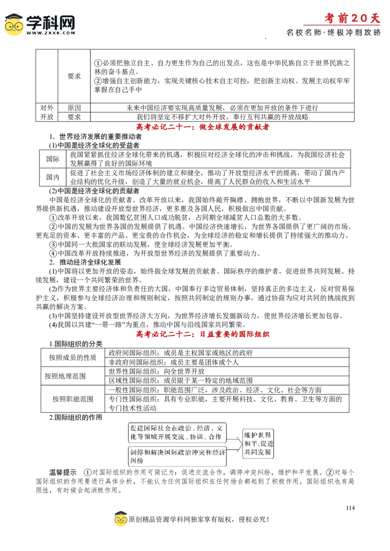 政治（一）-2024年高考考前20天终极冲刺攻略_2024高考押题卷_62024学科网全系列_21学科网高考考前终极攻略_政治-2024年高考考前20天终极冲刺攻略