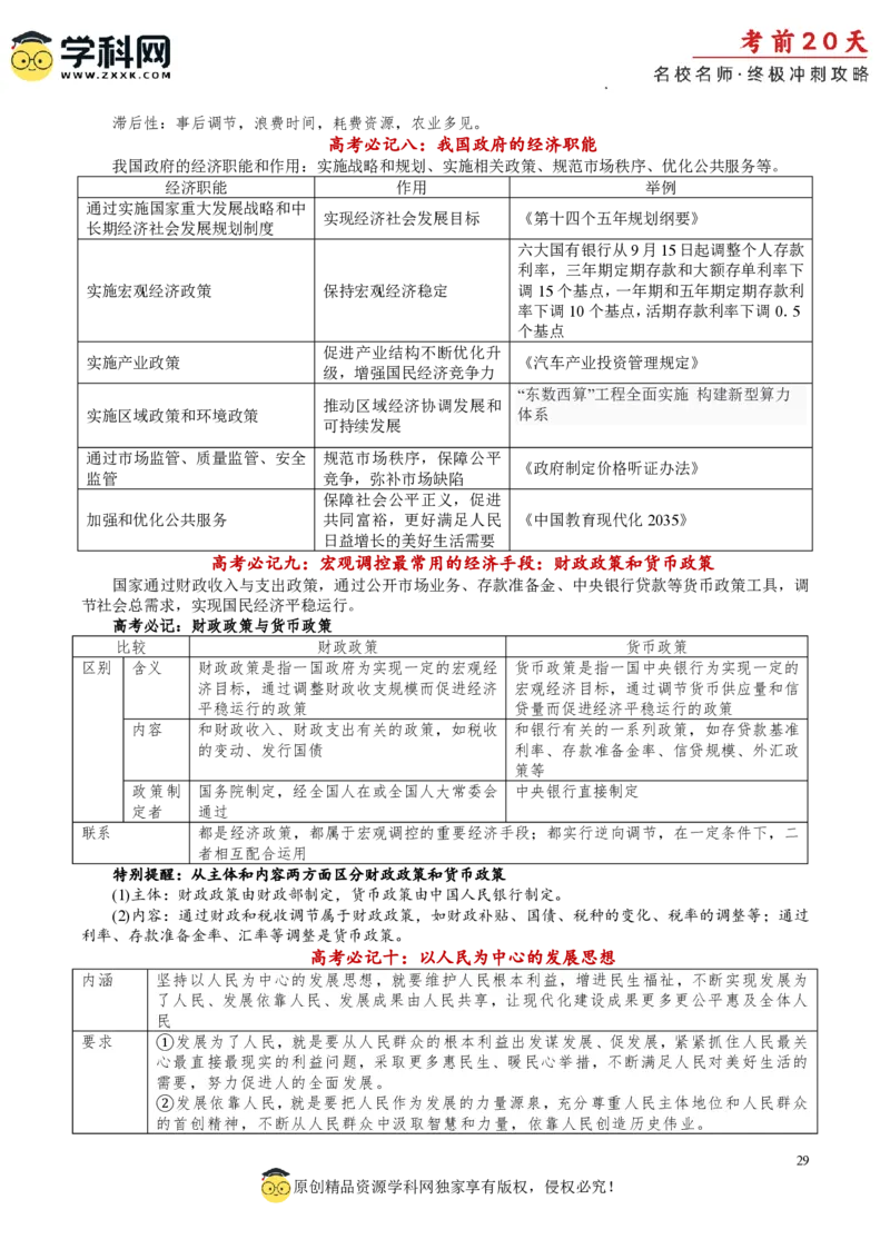 政治（一）-2024年高考考前20天终极冲刺攻略_2024高考押题卷_62024学科网全系列_21学科网高考考前终极攻略_政治-2024年高考考前20天终极冲刺攻略