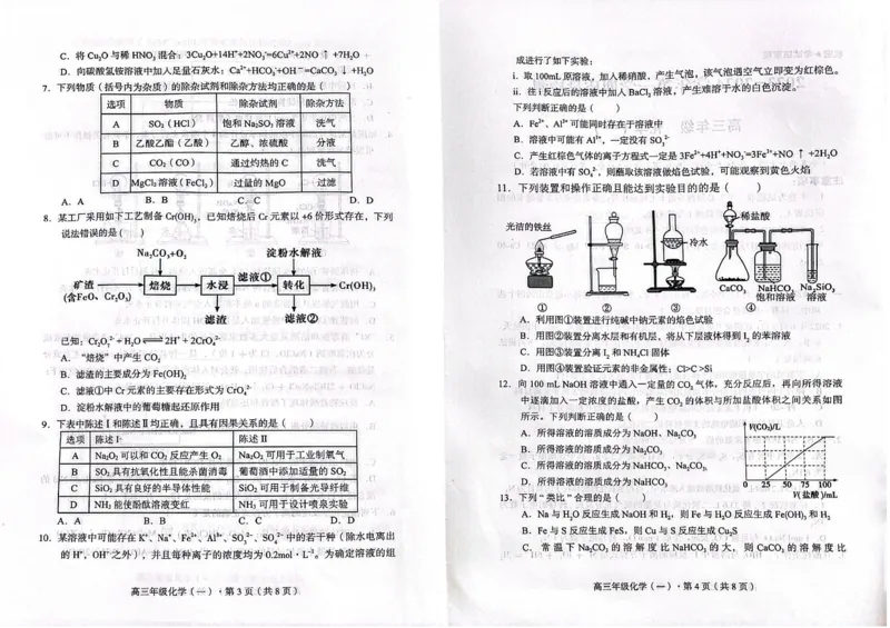 化学(1)_2023年10月_0210月合集_2024届云南省高三上学期10月第一次质量检测_云南省2024届高三上学期10月第一次质量检测化学