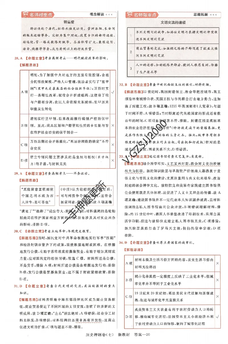 天星教育2024新教材高考最后一卷历史延边教育出版社六维解析册_2024高考押题卷_12024天星全系列_tx《金k卷&middot;最后一卷》（9科全）_新高考新教材