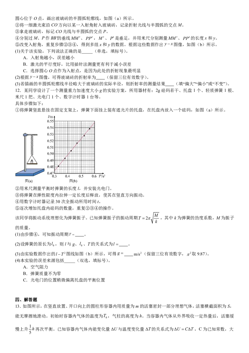 湖北物理-试题-p_近10年高考真题汇编（必刷）_2024年高考真题_高考真题（截止6.29）_湖北卷副科（6科全）
