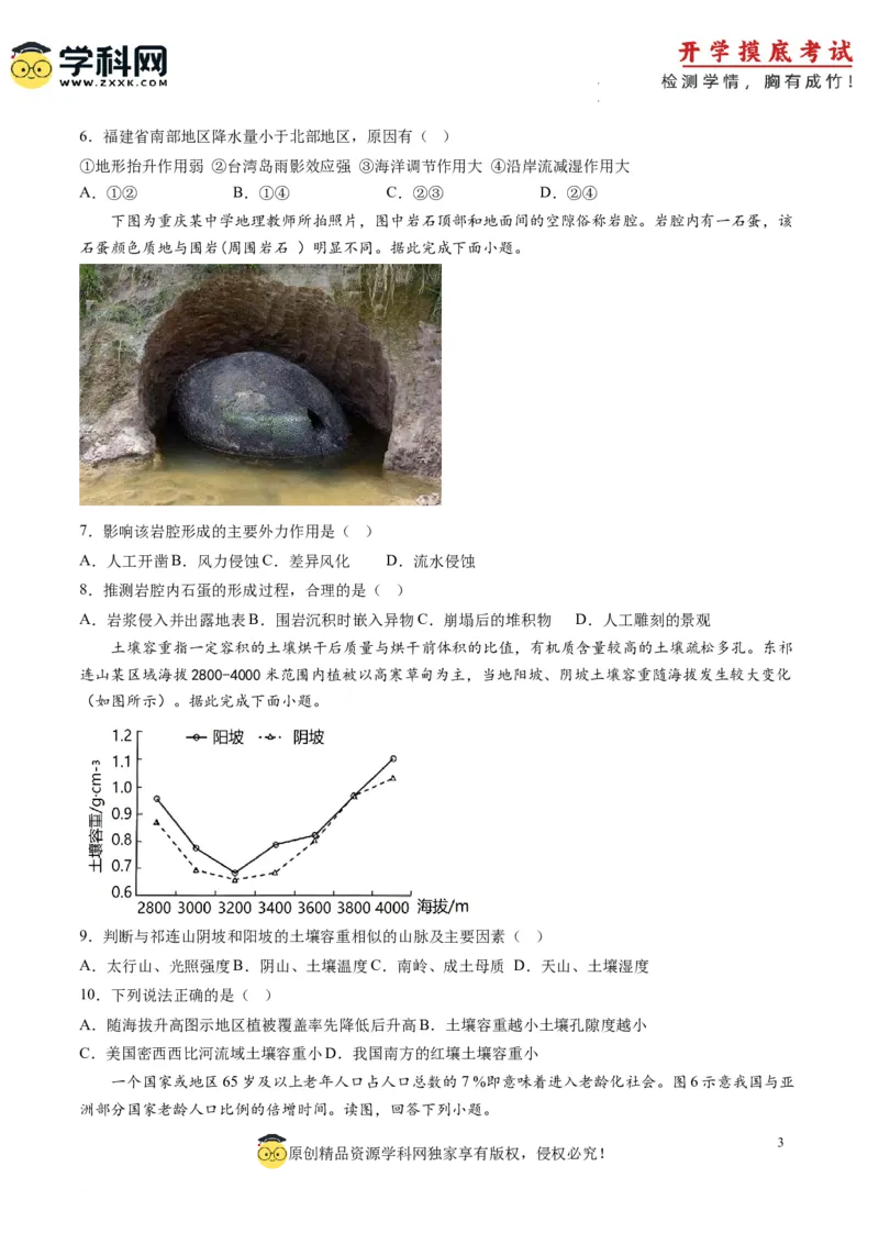 地理-2024届新高三开学摸底考试卷（浙江专用）(考试版)_2024届新高三开学摸底考试卷_地理-2024届新高三开学摸底考试卷_地理-2024届新高三开学摸底考试卷（浙江专用）_39423804