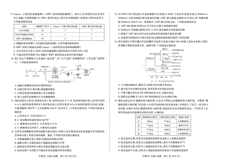 陕西、山西省（专版）2025-2026学年（上）高三年级天一小高考（一）生物试卷_2025年10月_12026年试卷教辅资源等多个文件