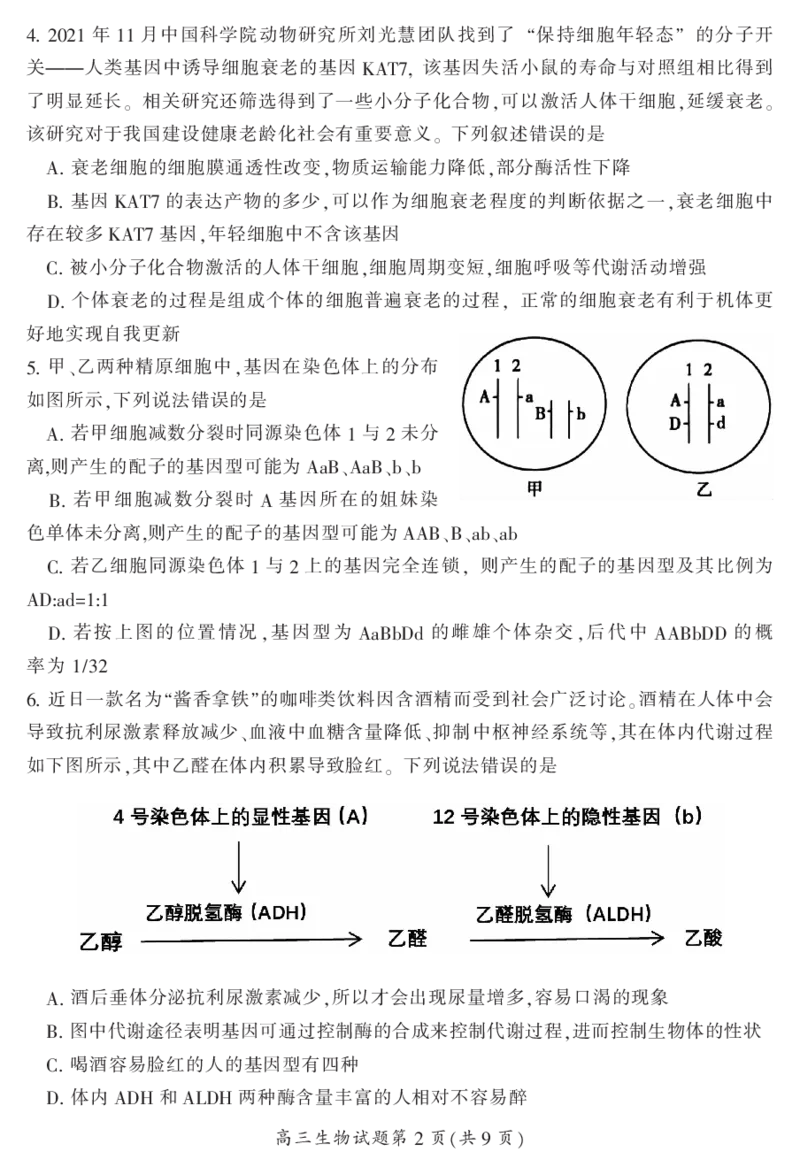 2024届湖南省郴州市高三上学期一模生物(1)_2023年10月_01每日更新_27号_2024届湖南省郴州市高三上学期一模