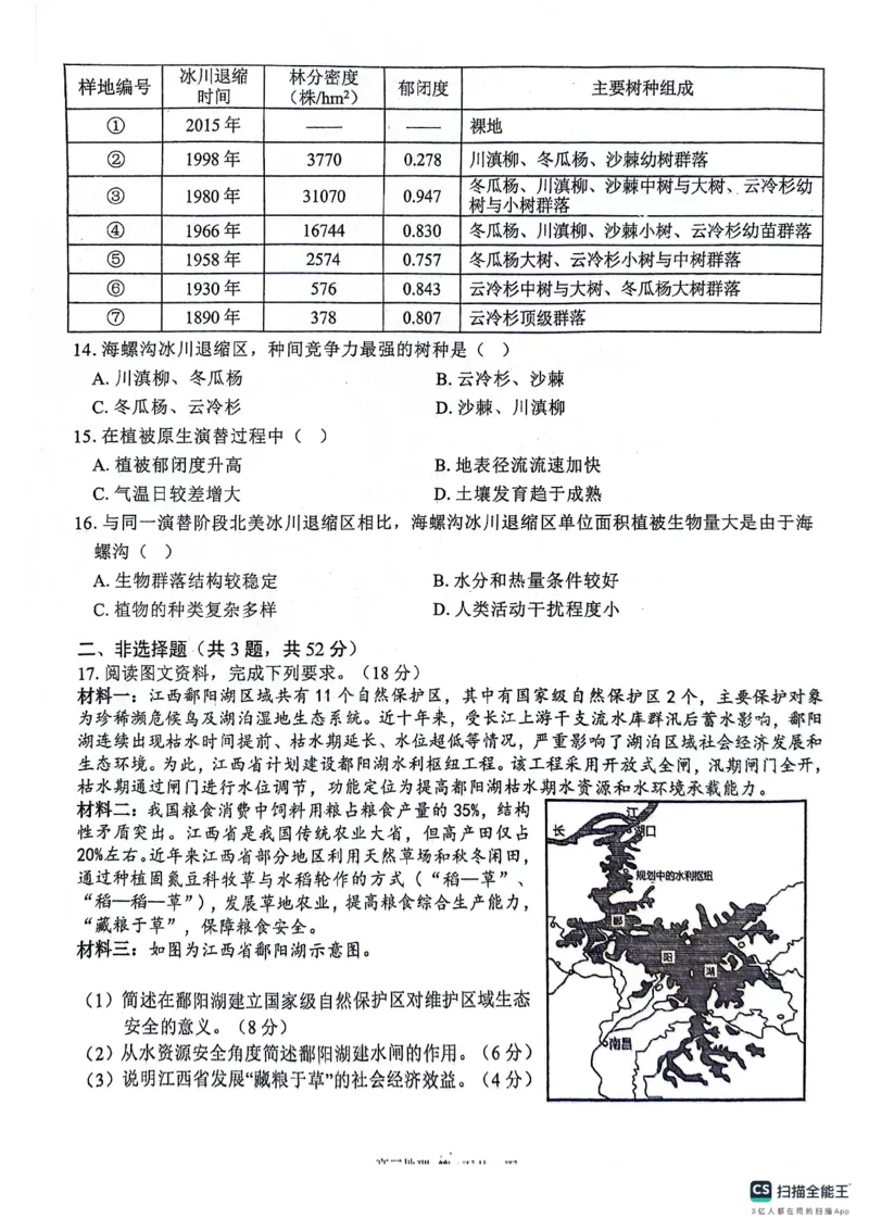 安徽师范大学附属中学2024届高三下学期最后一卷（三模）地理试卷（无答案）(1)_2024年6月(1)_026月合集_2024届安徽师大附中高三下学期最后一卷（三模）