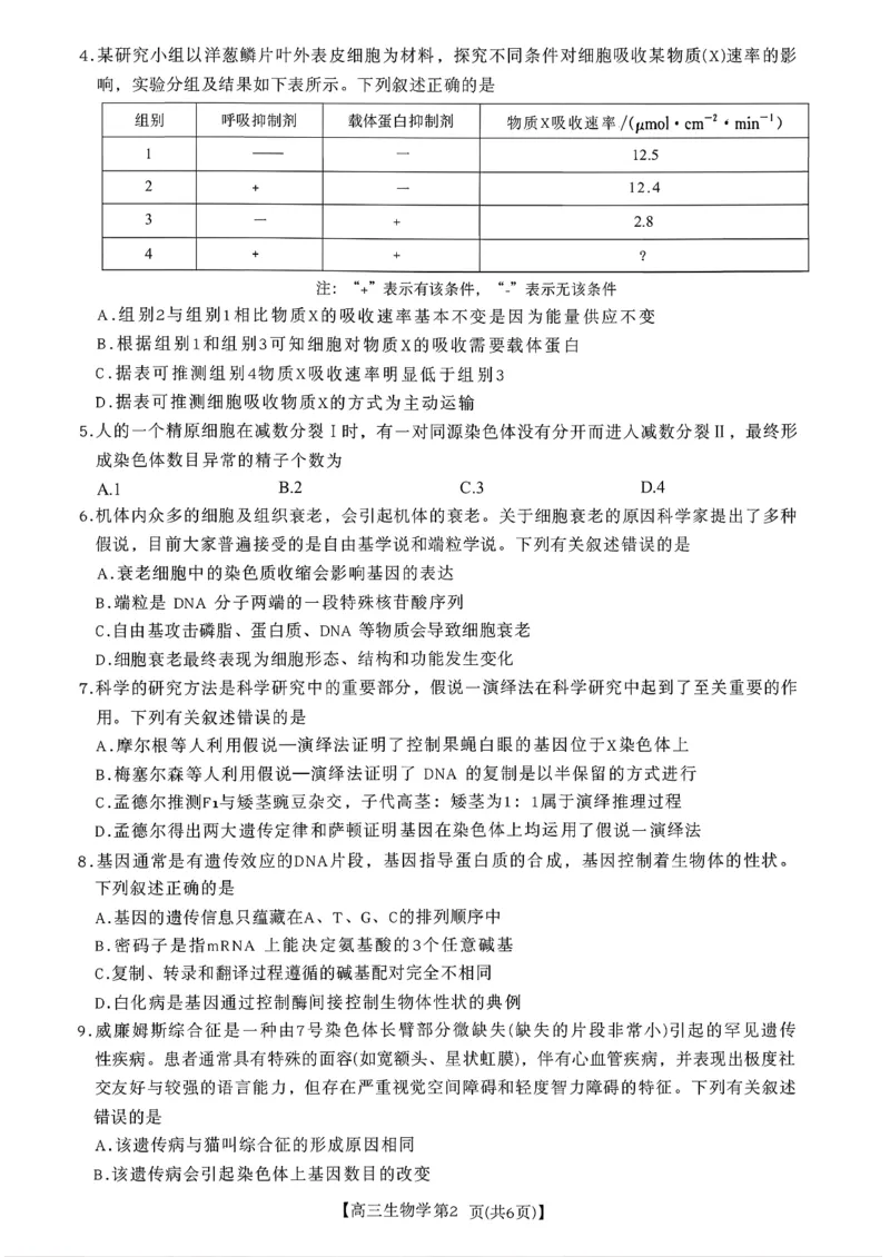 高三联考生物_2025年11月_251126贵州省金太阳2026届高三上学期11月期中联考（25-107C）_贵州省2026届高三上学期11月期中联考生物+答案_贵州省部分学校2025-2036学年11月期中联考高三生物学