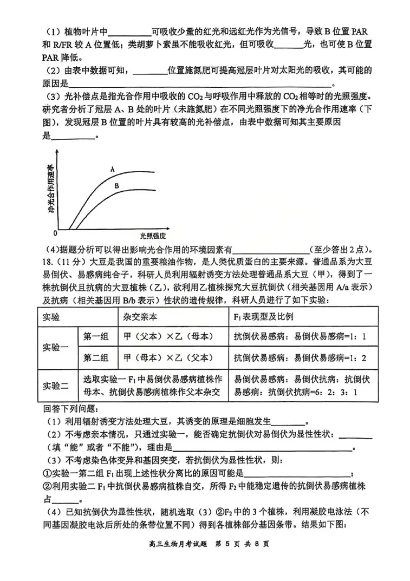 生物试题山西大学附中25-26学年高三1月考(1)_2026年1月_260115山西大学附属中学2025-2026学年高三1月月考（全科）