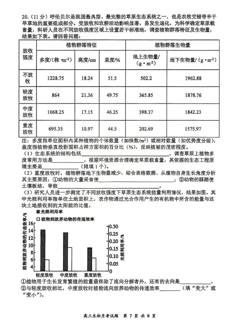 生物试题山西大学附中25-26学年高三1月考(1)_2026年1月_260115山西大学附属中学2025-2026学年高三1月月考（全科）