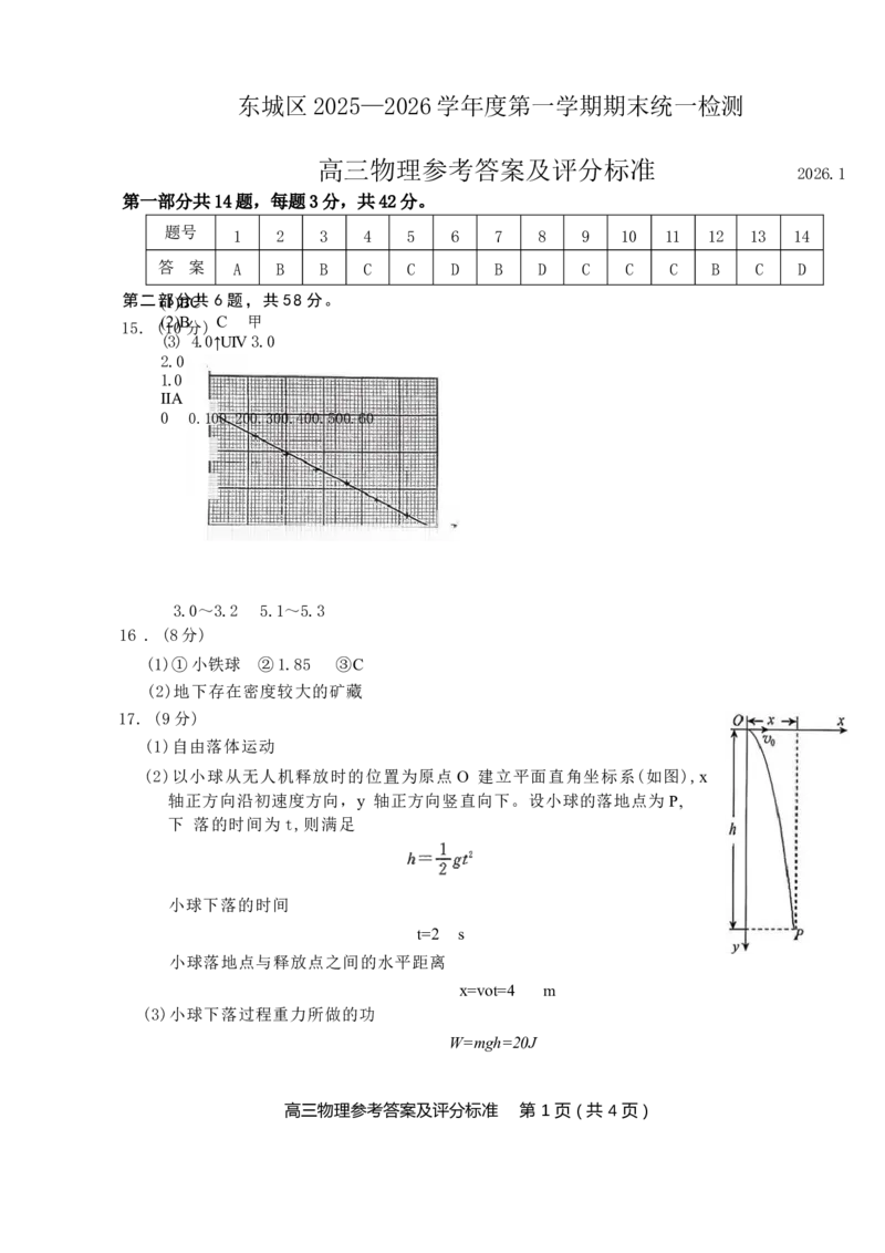 北京市东城区2025-2026学年高三上学期期末统一检测物理试卷(1)_2026年1月_260115北京市东城区2025-2026学年高三上学期1月期末考试（全科）