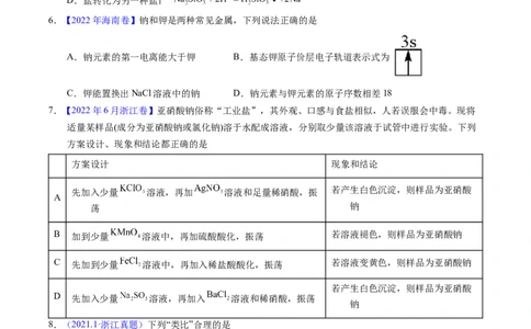 专题18钠及其化合物（原卷卷）_近10年高考真题汇编（必刷）_十年（2014-2024）高考化学真题分项汇编（全国通用）_十年（2014-2023）高考化学真题分项汇编（全国通用）