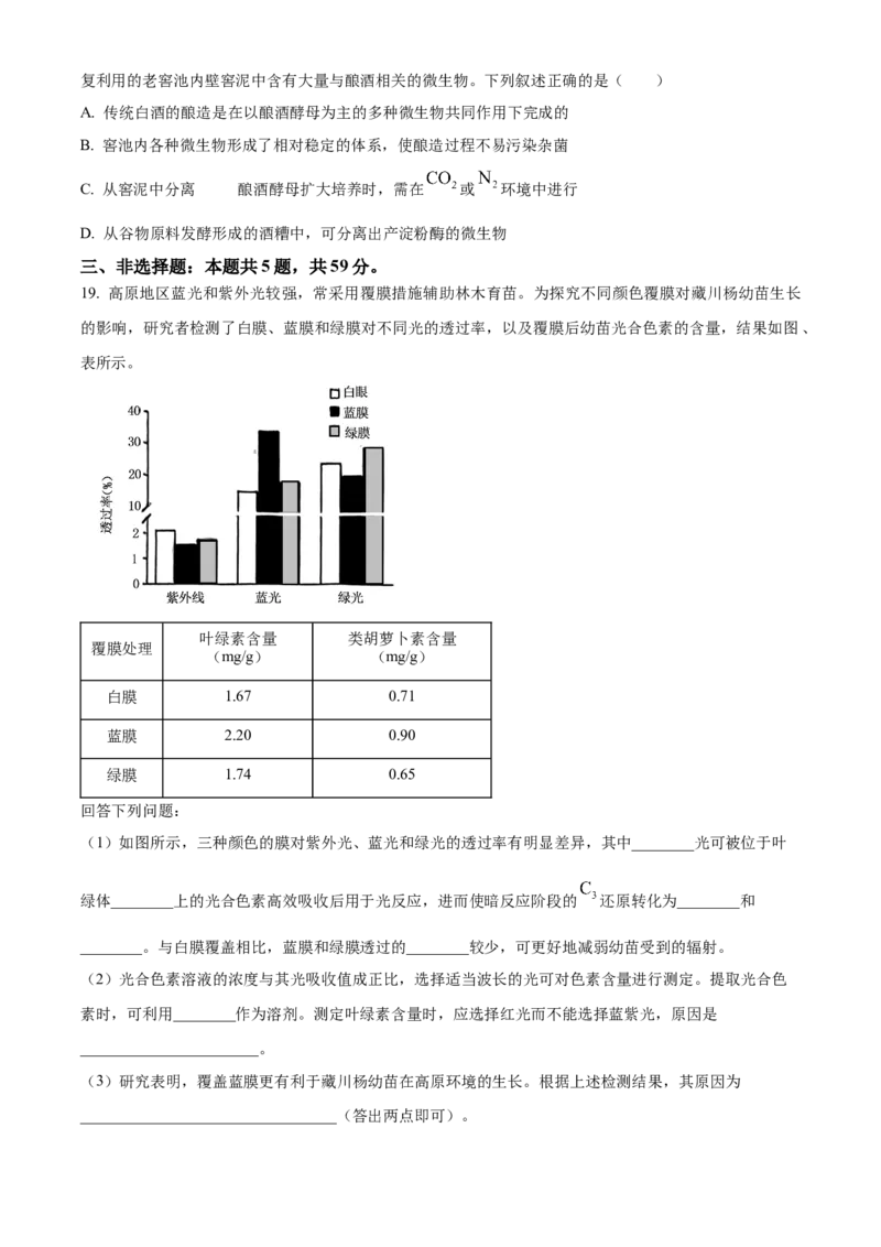 2024年新课标高考真题河北生物试卷（原卷版）_高考真题全网收集_生物学_2024年新高考河北卷生物高考真题解析（参考版）
