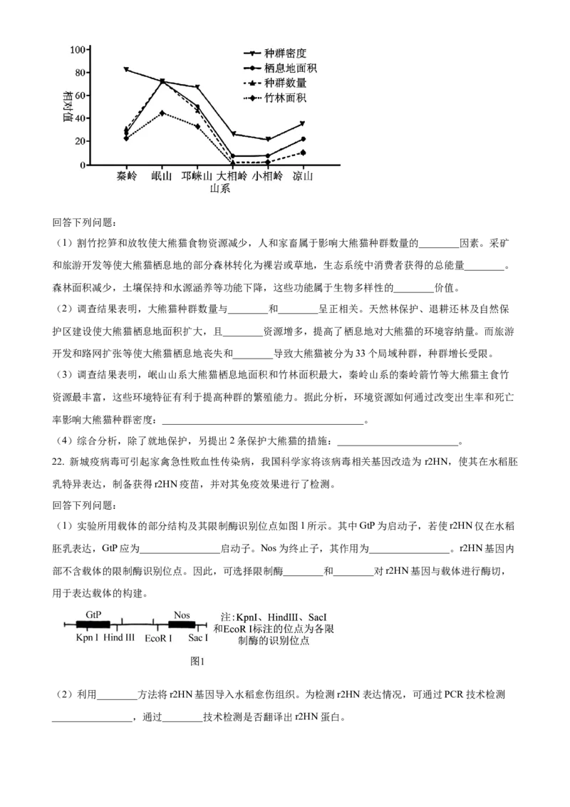 2024年新课标高考真题河北生物试卷（原卷版）_高考真题全网收集_生物学_2024年新高考河北卷生物高考真题解析（参考版）