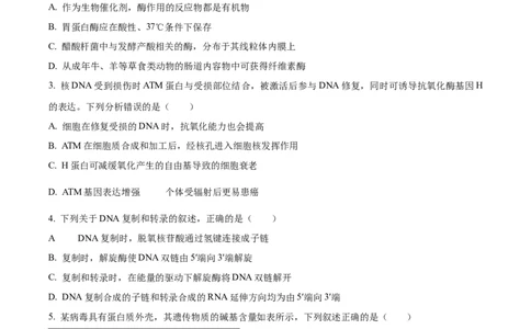 2024年新课标高考真题河北生物试卷（原卷版）_高考真题全网收集_生物学_2024年新高考河北卷生物高考真题解析（参考版）