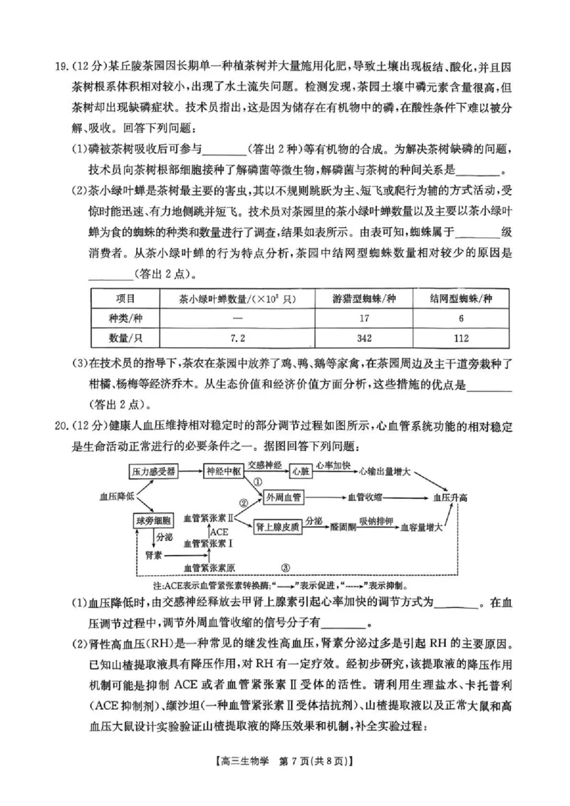 湖南省2026届高三上学期1月期末联考生物(1)_2026年1月_260129金太阳&middot;湖南省2026届高三上学期1月期末联考（全科）