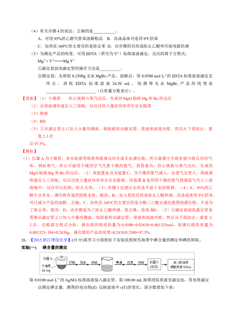 专题92定量分析综合实验（解析卷）_近10年高考真题汇编（必刷）_十年（2014-2024）高考化学真题分项汇编（全国通用）_十年（2014-2023）高考化学真题分项汇编（全国通用）