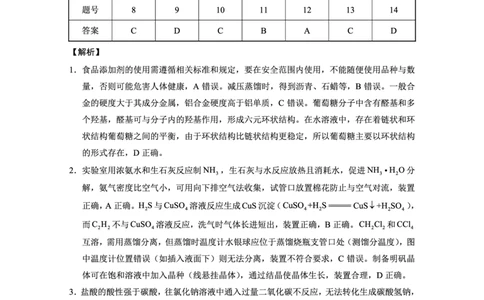 重庆八中（二）化学-答案_2025年10月_12026年试卷教辅资源等多个文件_251029重庆市第八中学2026届高考适应性月考卷（二）（全科）