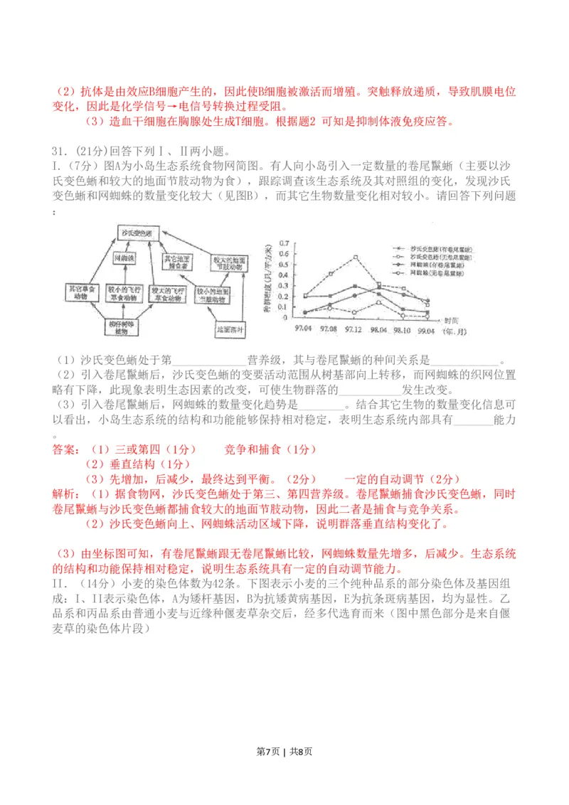 2011年高考生物试卷（四川）（解析卷）_生物历年高考真题_新&middot;PDF版2008-2025&middot;高考生物真题_生物（按年份分类）2008-2025_2011&middot;高考生物真题