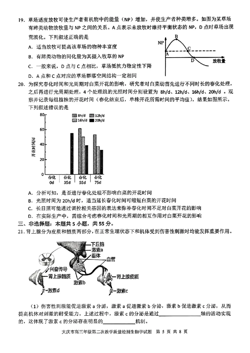 黑龙江省大庆市2025届高三年级第二次教学质量检测生物_2025年1月_250111黑龙江省大庆市2025届高三年级第二次教学质量检测（大庆二模）