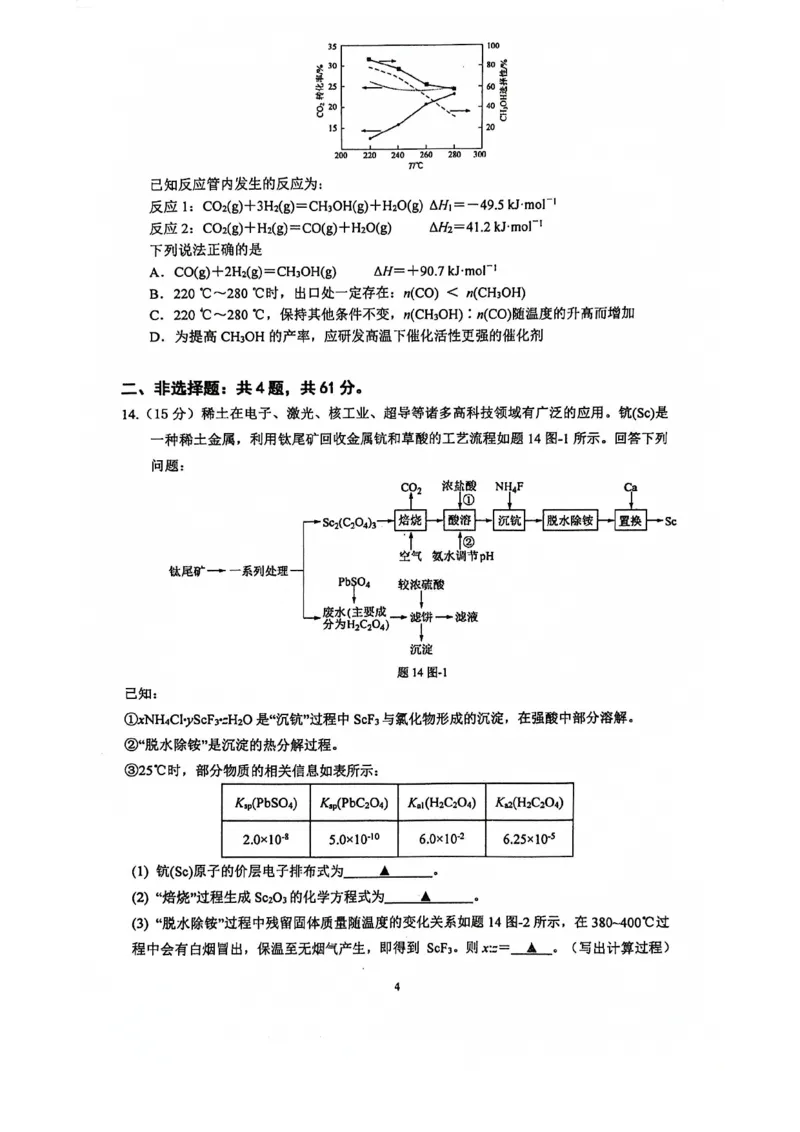 南京六校联合体高三上(8月调研)-化学试题+答案(1)_2023年9月_029月合集_2024届江苏省南京六校联合体高三上学期8月调研